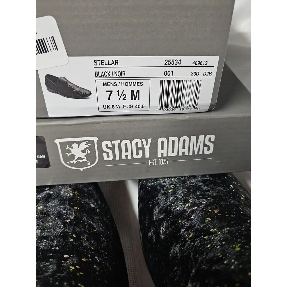 Stacy Adams Men's Stellar Glitter Slip On Loafer, Black, 7.5‎